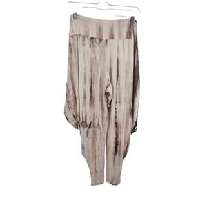 Kooniez Boho Tie Dye Harem Pants XL - Brown & Tan Drop Crotch Genie Pants - USA